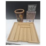 Silverware Drawer Organizer, Trash Can & Decor
