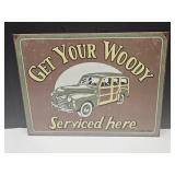 Wood Service Here Metal Sign 16"