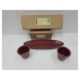 Longaberger Paprika Long Oval Tray & Votive Set