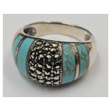 925 Sterling Silver Sz 8 W Turqiuose