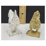 2  Cast Iron Roosters 4"