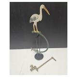 Gas Brass Valve & Metal Crane W Fish Art