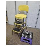 VTG Cosco Yellow DeLuxe Step Stool Chair& Step ST