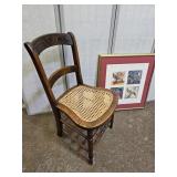 Cane Bottom Ladder Bck Chair & Wall Decor