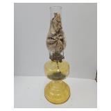 VTG Amber Color Glass Eagle Pedastal Oil Lamp