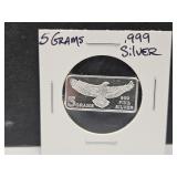 5 Gram Silver Eagle Bar