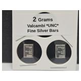 2 Grams Valcambi Silver Bars