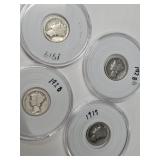 1917-19-28-28 D Sliver Mercury Dimes Coins