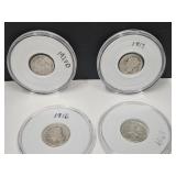 1916 -17- 19- 20 Silver Mercury Dime Coins
