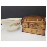 Sewing Cabinet 8.5" X 7" & Kitchen Craft Oven Bowl