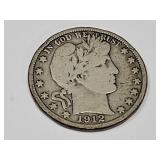 1912 D Silver Barber Half Dollar Coin