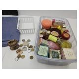 LOt OF Perfum Bottles, Table lighter, Foreign coi+
