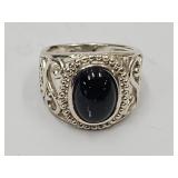 Sterling Silver Ring w Black Stone sz 6