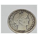 1915 S Silver Barber Half Dollar Coin