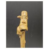 Hand Carved  Old Man Folk Art  Cane 39"