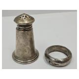 Sterling Weighted Shaker & Sterling Napkin Ring