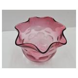 Fenton Optic Coin Dot Cranberry 5.5" W Dish