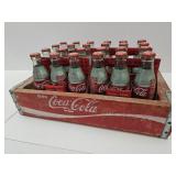 Vintage Wood Coca Cola Crate w Anniversary Bottles