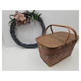 VTG Redman Picnic Basket,& Wreath