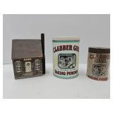 VTG Clabber Girl Tins & Decorative Wood House