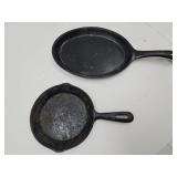 Cast Iron Skillets-6 1/2", & 9 1/2"Oval