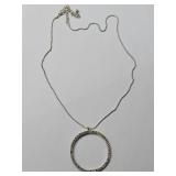 Silver Plate Necklace w CZ Hoop