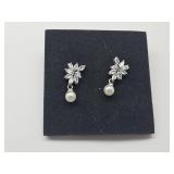 Sterling Silver Earrings w Pearls & CZ