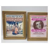 VTG Sheet Music Framed- Snow White, Judy Garland