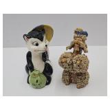 Vintage Spaghetti Poodle & Skunk Bank Up tp 6.5" H
