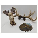 Cabin Decor Resin Anters 17.5" & Saw Blade Art
