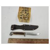 Pic Knife w Leather Sheath, Man Cave Paperweight