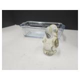 Fire King Glass Loaf Pan, & 4.5" Dog