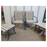 2 Patio Chairs & 2 Wood Side Tables