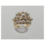 Gold Tone Ring w Pearls Adjustable