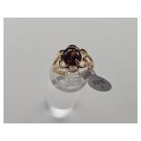 Gold Plated Ring w Red Stone Sz 7