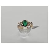 Gold Plated Ring w Green Stone Sz 6