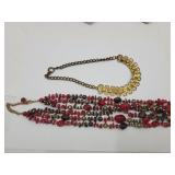 VTG Gold Tone Necklace & Red Costume Necklace