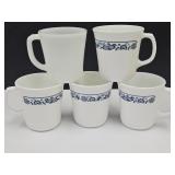 Fire King Mug & 4 Corningware Mugs