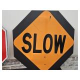2 Sided Plastic Sign Slow & Stop 24" x 24"
