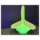 Uranium Fenton Glass Basket  7"  wide