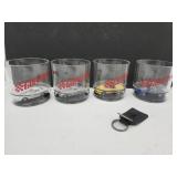 Corvette Collector Glasses w Cars, Keychain
