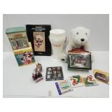 Coca Cola Lot Polar Plush, Bank, Pins, Ornaments+
