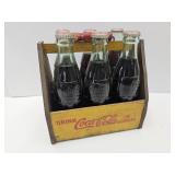 Vintage Wood Coca Cola 6 Pack Carrier w Bottles