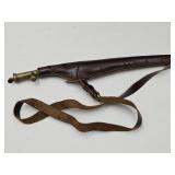 Vintage Brass & Leather Powder Holder W Contents