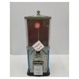 VTG 1 Cent  Bubble Gum Machine w Key 15"H