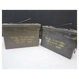 2 Military Metal Ammo Cans 10x4x7" H
