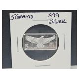5 Gram Silver Eagle Bar