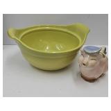 Vintage Hull Pottery Bowl  8.5" & Pig Creamer