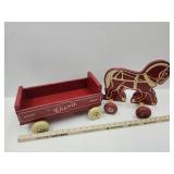 28" Long Vintage Wood Horse & Wagon For LG Doll