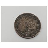 1950 German One Pfenning Coin